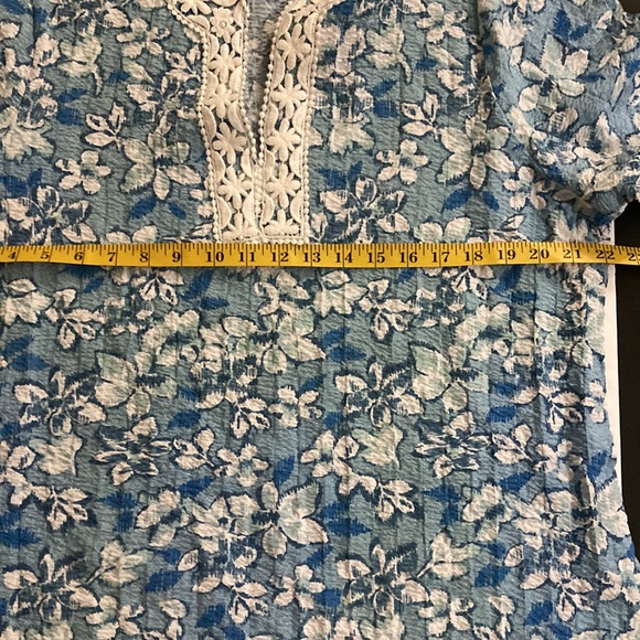Cathy Daniels tunic floral blouse size Size L. 3/4 sleeves. Made in India - Picture 6 of 13